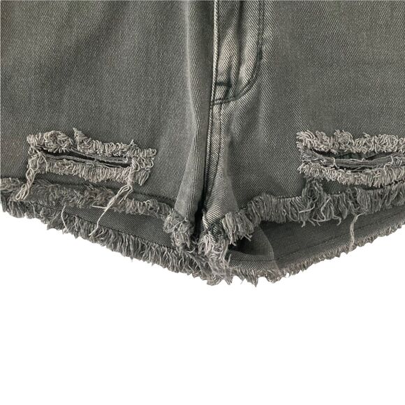 Bullhead Denim Shorts Womens Size 3 High Rise Charcoal Black Distressed - Picture 6 of 7